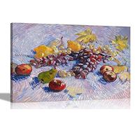 Artley Prints Apples, Pears, Lemons and Grapes by Vincent Van Gogh Canvas Wall Art l Still Life Colourful Framed Pictures l Kitchen Artwork Extra Large 101 x 76cm (40 x 30 inches)