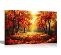 Artley Prints - Autumn Forest Sunshine Oil Painting Canvas Pictures Landscape Print for Living Room Décor Nature Home Office Extra Large 101 x 76cm (40 x 30 inches)
