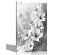 Artley Prints - Black and White Abstract Flowers BloomingFloral Canvas Prints For Living Room Botanical Wall Art Home 40 x 30cm (16 x 12 inches) A3