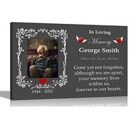 Artley Prints - Black Personalised Memorial Canvas Prints and Rose Border | Framed Pictures Wall Hanging | Remembrance Sympathy Gift | Mum, Wife, Granny, Friend 30 x 20cm (12 x 8 in) A4