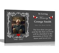 Artley Prints - Black Personalised Memorial Canvas Prints and Rose Border | Framed Pictures Wall Hanging | Remembrance Sympathy Gift | Mum, Wife, Granny, Friend Large 76 x 50cm (30 x 20 in)