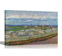 Artley Prints Blossoming Peach Trees by Vincent Van Gogh Canvas Wall Art l Colourful Framed Pictures l Landscape Artwork 30 x 20cm (12 x 8 inches) A4