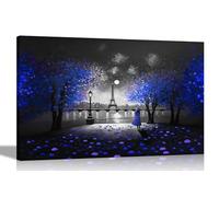 Artley Prints - Blue Harmony of Paris Extra Large wall Black and White Canvas for living room - Abstract Prints Framed Artwork Pictures 101 x 76cm (40 x 30 inches)