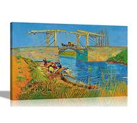 Artley Prints Bridge At Arles by Vincent Van Gogh Canvas Wall Art | Framed Pictures Ready to Hang | Modern Artwork for Living RoomLarge 76 x 50cm (30 x 20 inches)