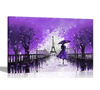 Artley Prints - Calm Of The Rain in Paris Purple Extra Large Modern Abstract Canvas Pictures for Living Room, Bedroom, Hallway, Kitchen - Colourful Prints 101 x 76cm (40 x 30 inches)