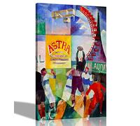Artley Prints - Cardiff Team Postert by Robert Delaunay Canvas Wall Art Prints l Home, Living Room, Bedroom Decor l Abstract Pictures Decoration Large 76 x 50cm (30 x 20 inches)