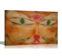 Artley Prints - Cat and Bird by Paul Klee Canvas Wall Art Pictures | Home Decor Expressionism Artwork | Animal Oil Painting Reprint 30 x 20cm (12 x 8 inches) A4