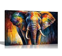 Artley Prints - Elephant Portrait Colourful wall canvas for living room - Abstract Decoration to Hang Art Prints Framed Pictures 60 x 40cm (24 x 16 inches) A2
