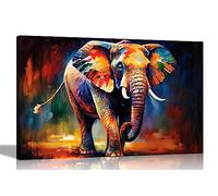 Artley Prints - Elephant Taking A Walk in Forest Canvas Art Pictures for Wall Home Decor Hanging Prints Abstract Animal Artwork for Living Room Extra Large 101 x 76cm (40 x 30 inches)