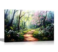 Artley Prints - Forest Path Blossoming Flowers Canvas Prints Art for Living Room Conservatory Hallway Modern Wall Decor 30 x 20cm (12 x 8 inches) A4