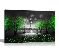 Artley Prints - Green Harmony of Paris Extra Large Abstract Black and White Canvas Prints for Bedroom, Living Room, Kitchen - Wall Art City Pictures 101 x 76cm (40 x 30 inches)