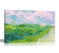 Artley Prints Green Wheat Field in Auvers by Vincent Van Gogh Canvas Wall Art l Colourful Framed Pictures l Landscape Artwork Large 76 x 50cm (30 x 20 inches)