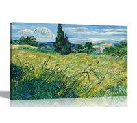 Artley Prints Green Wheat Field in Cypress by Vincent Van Gogh Canvas Wall Art l Colourful Framed Pictures l Landscape Artwork 51 x 35cm (20 x 14 inches)