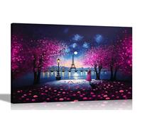 Artley Prints - Harmony of Paris Pink Wall Art Pictures Canvas for Living Room, Bedroom, Hallway | Framed Oil Painting Re-print 51 x 35cm (20 x 14 inches)