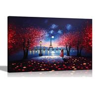 Artley Prints - Harmony of Paris Red Canvas Wall Art for Living Room City Prints for Home Ready to Hang Framed Artwork 51 x 35cm (20 x 14 inches)