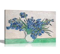 Artley Prints Ireses by Vincent Van Gogh Canvas Wall Art Prints | Modern Floral Pictures | Framed Botanical Pictures for Living Room, Bedroom Office 51 x 35cm (20 x 14 inches)