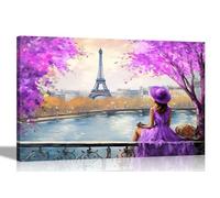 Artley Prints - Landscape Alone and Blissful in Paris Purple Extra Large Canvas Wall Art: Abstract Prints for Vibrant Living Room Decor Pictures for Bedroom 101 x 76cm (40 x 30 inches)