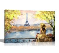 Artley Prints - Landscape Alone and Blissful in Paris Yellow Abstract Canvas Wall Art: Prints for Living Room - Ready to Hang Contemporary Style 60 x 40cm (24 x 16 inches) A2