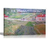 Artley Prints Landscape with Carriage and Trains by Vincent Van Gogh Canvas Wall Art | Framed Pictures Ready to Hang | Modern Artwork for Living Room51 x 35cm (20 x 14 inches)