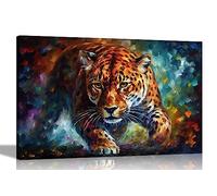 Artley Prints - Leopard on the Hunt Abstract Colourful Canvas Prints for Bedroom, Living Room, Kitchen - Wall Art Animal Pictures to Hang 30 x 20cm (12 x 8 inches) A4