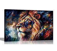 Artley Prints - Lion Gazing Abstract Canvas Wall Art for Living Room, Bedroom, Hallway - Ready to Hang Prints - Wildlife Pictures Extra Large 101 x 76cm (40 x 30 inches)