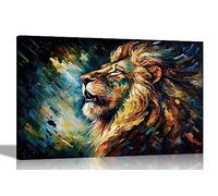 Artley Prints - Lion Gazing at the Stars Colourful Canvas Wall Art for Living Room | Abstract Pictures and Prints Ready to Hang 51 x 35cm (20 x 14 inches)