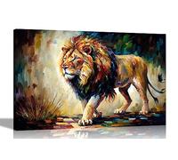 Artley Prints - Lion Strolling Abstract Wall Canvas for Living Room, Bedroom, Wildlife Pictures Ready to Hang Prints Large 76 x 50cm (30 x 20 inches)