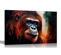 Artley Prints - Magical Orangutan Portrait Canvas Wall Prints for Living Room, Bedroom, Kids Room Animal Pictures Oil Painting Re-print Large 76 x 50cm (30 x 20 inches)
