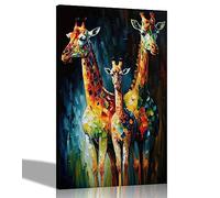Artley Prints - Majestic Giraffe Family Canvas Wall Art | Framed Pictures for Living Room, Bedroom | Modern Prints Artwork 30 x 20cm (12 x 8 inches) A4