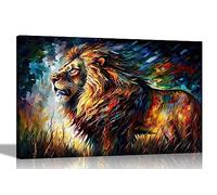 Artley Prints - Majestic Lion Colourful Canvas Pictures for Wall | Abstract Art in Living Room, Bedroom, Hallway, Kitchen, Office Extra Large 101 x 76cm (40 x 30 inches)