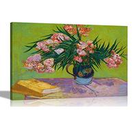 Artley Prints - Oleanders by Vincent Van Gogh Framed Canvas Wall Art | Botanical Prints Floral Pictures | Abstract Oil Painting Reproduction Extra Large 101 x 76cm (40 x 30 inches)