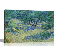 Artley Prints Olive Orchard by Vincent Van Gogh Canvas Wall Art l Landscape Colourful Framed Pictures l Landscape Artwork 60 x 40cm (24 x 16 inches) A2