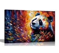 Artley Prints - Panda in Love Colourful Canvas Pictures for Wall - Abstract Prints Painting Re-production Modern Artwork Extra Large 101 x 76cm (40 x 30 inches)