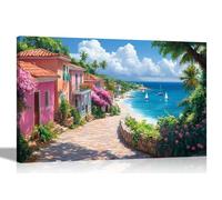 Artley Prints - Paradise Caribbean Coast Sea View Canvas Wall Art Framed Landscape Pictures Contemporary Prints Ready to Hang 60 x 40cm (24 x 16 inches) A2
