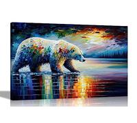 Artley Prints - Polar Bear on the Hunt Canvas Wall Prints for Living Room, Bedroom, Kids Room Animal Pictures Oil Painting Re-print 30 x 20cm (12 x 8 inches) A4