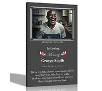 Artley Prints - Portrait Black Personalised Remembrance Canvas Wall Art | Framed Memorial Tribute, Bereavement Pictures for Grandad, Dad, Husband, Son 40 x 30cm (16 x 12 in) A3