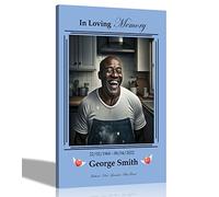 Artley Prints - Portrait Custom Memorial Canvas Wall Art | Blue Framed Pictures | Remembrance Sympathy Tribute Gift for Dad, Grandad, Son, Uncle 40 x 30cm (16 x 12 in) A3