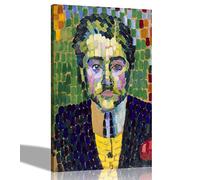 Artley Prints - Portrait of Jean Metzinger by Robert Delaunay Canvas Wall Art l Pictures for Living Room, Bedroom l Framed Artwork Home Decoration 60 x 40cm (24 x 16 inches) A2