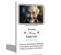 Artley Prints - Portrait Personalised Memorial Canvas Wall Art | White Remembrance Pictures to Hang for Living Room, Office, Home, Bedroom Custom Artwork 30 x 20cm (12 x 8 in) A4