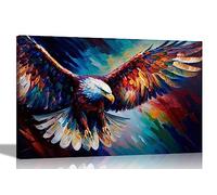 Artley Prints - Pouncing Eagle Abstract Canvas Prints - Colourful Wall Art that's perfect for the Living Room, Home, Office or Hallway Extra Large 101 x 76cm (40 x 30 inches)