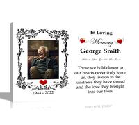 Artley Prints - Premium Customised Memorial Canvas Wall Art with Quote and Rose Border | White Rememberance Pictures to Hang for Living Room, Office, Home 30 x 20cm (12 x 8 in) A4