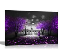 Artley Prints - Purple Harmony of Paris Abstract Black and White Canvas Pictures for Living Room, Bedroom, Hallwayor Kitchen - Prints 40 x 30cm (16 x 12 inches) A3