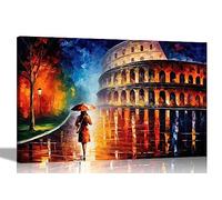 Artley Prints - Rainy Evening in Rome Abstract Canvas Prints - Colourful Wall Art that's perfect for the Living Room, Home, Bedroom or Hallway 40 x 30cm (16 x 12 inches) A3