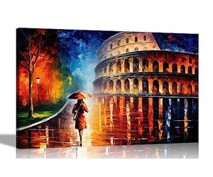 Artley Prints - Rainy Evening in Rome Abstract Canvas Prints - Colourful Wall Art that's perfect for the Living Room, Home, Bedroom or Hallway Large 76 x 50cm (30 x 20 inches)