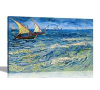 Artley Prints Seascape at Saintes-Maries by Vincent Van Gogh Canvas Wall Art | Abstract Pictures, Modern Artwork Prints Oil Painting Reproduction 60 x 40cm (24 x 16 inches) A2