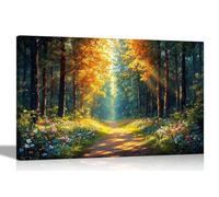 Artley Prints - Spring Forest Sunshine Summer Flowers Canvas Wall Art Pictures Modern Framed Oil Painting Prints Large 86 x 61cm (34 x 24 inches) A1