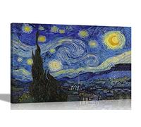 Artley Prints Starry Night by Vincent Van Gogh Canvas Print Abstract Home Decoration Modern Framed Pictures Oil Painting Reproduction 51 x 38cm (20 x 15 inches)