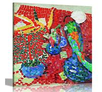 Artley Prints - Still Life With a Parrot by Robert Delaunay Canvas Wall Art Pictures | Framed Prints for Living Room, Bedroom Office | Hanging Artwork 86 x 86 cm (34 x 34 inches)