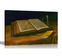 Artley Prints Still Life with the Bible by Vincent Van Gogh Canvas Wall Art l Modern Landscape Prints | Abstract Artwork for Living Room Bedroom 76 x 50cm (30 x 20 inches)