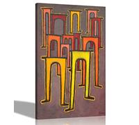 Artley Prints - The Revolution of the Viaduct by Paul Klee Canvas Wall Art | Framed Pictures for Living Room, Office, Bedroom | Expressionism Prints Ready to Hang 51 x 35cm (20 x 14 inches)